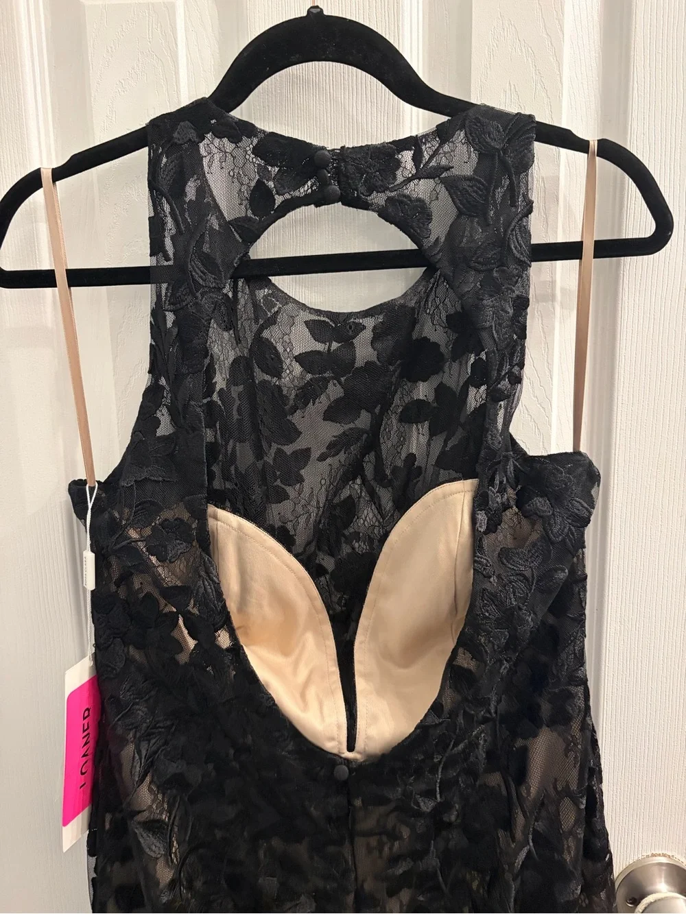 Rosa Clará Black Floral Lace Gown - Sleeveless Halter Neck Formal Dress Size 12 - Picture 5 of 16